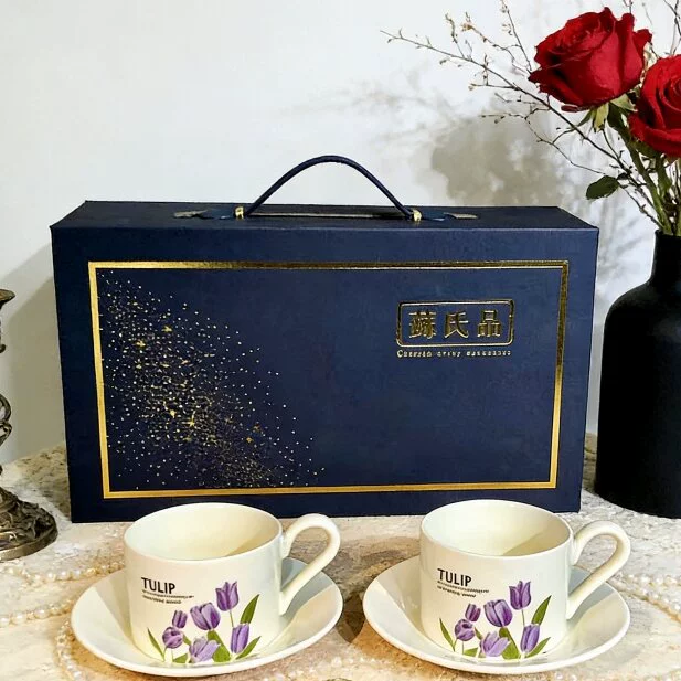 طقم فنجان قهوة وصحن سيراميك أصفر tableware view 10