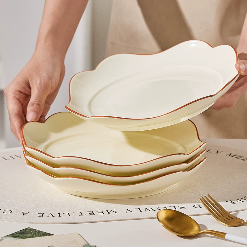 Cream Color Double Handle Salad Bowl tableware view 2