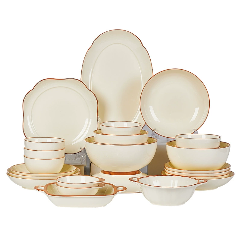 Cream Color Double Handle Salad Bowl tableware view 5