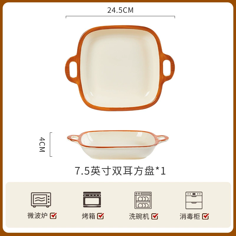 Cream Color Double Handle Salad Bowl tableware view 8