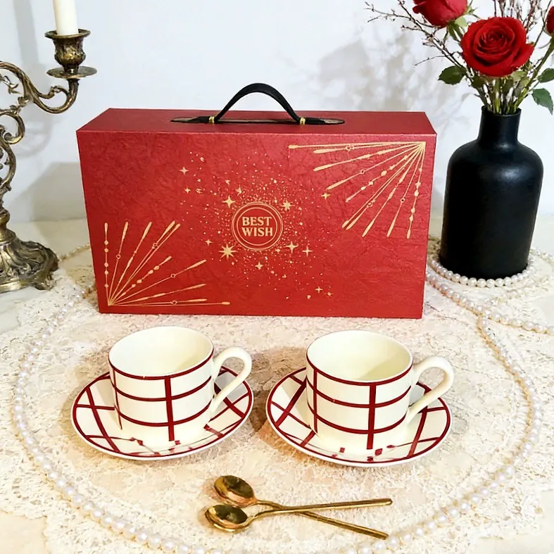 Ceramic Coffee Cup and Saucer Set tableware view 2