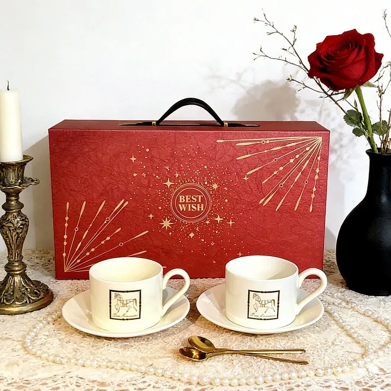 Ceramic Coffee Cup and Saucer Set tableware view 3