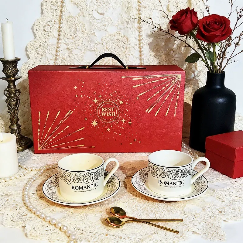 Ceramic Coffee Cup and Saucer Set tableware view 4