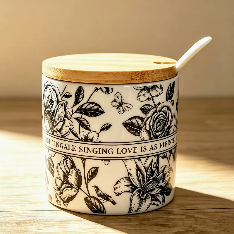 Ceramic Spice Jar Set with Bamboo Lid tableware view 8