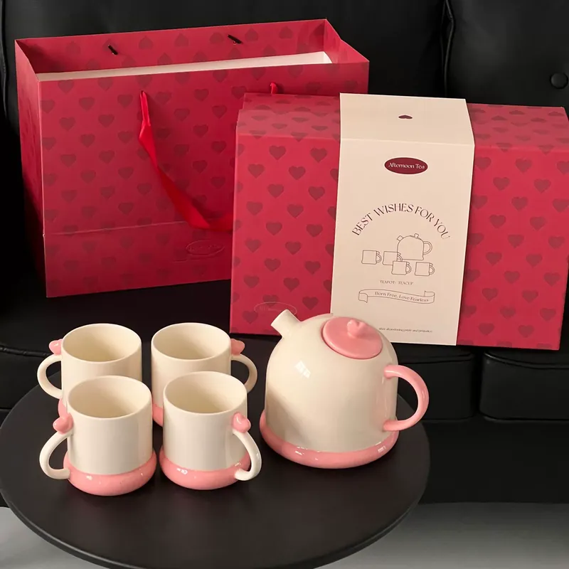 Heart Ceramic Tea Set Gift Box tableware view 2