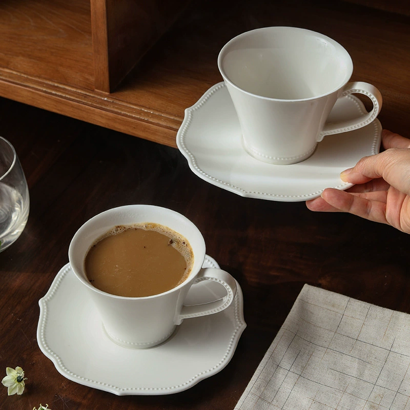 White Relief Coffee Cup Set tableware view 4