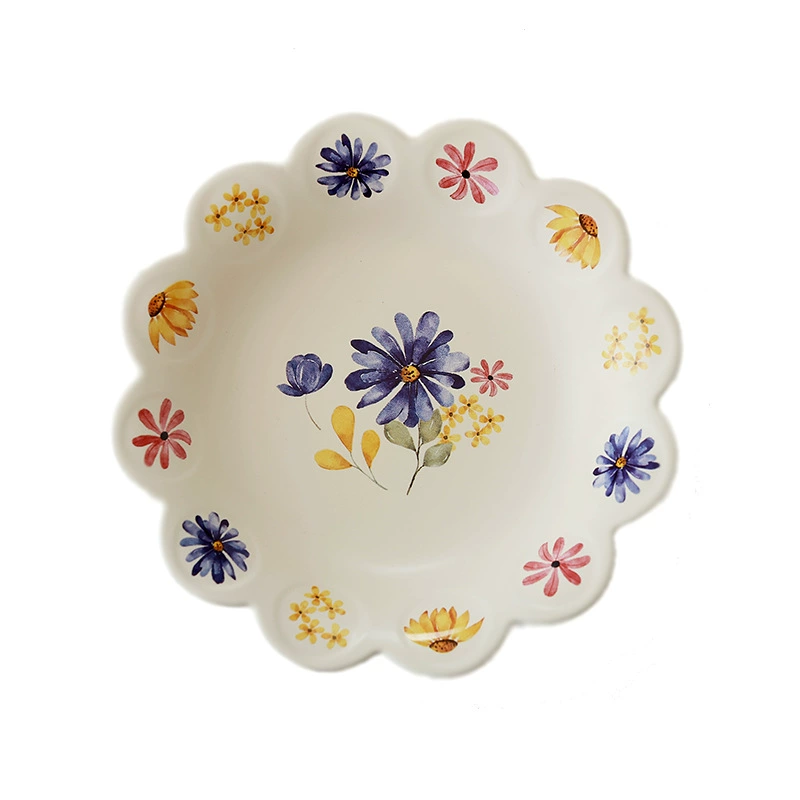 Korean Floral Ceramic Dessert Plate tableware view 5