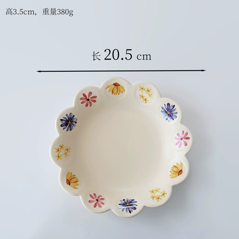 Korean Floral Ceramic Dessert Plate tableware view 7