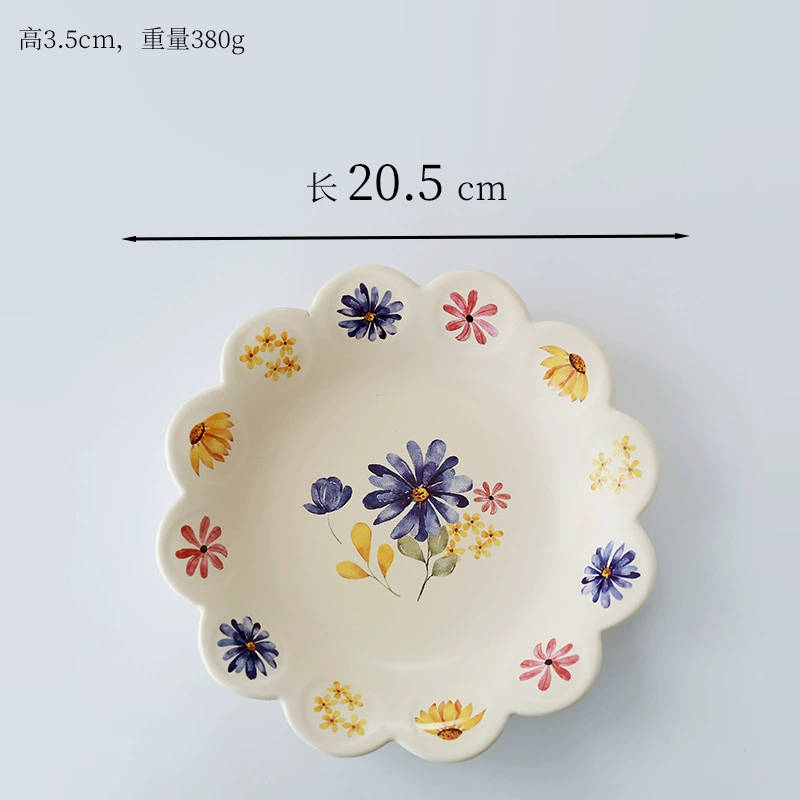Korean Floral Ceramic Dessert Plate tableware view 8