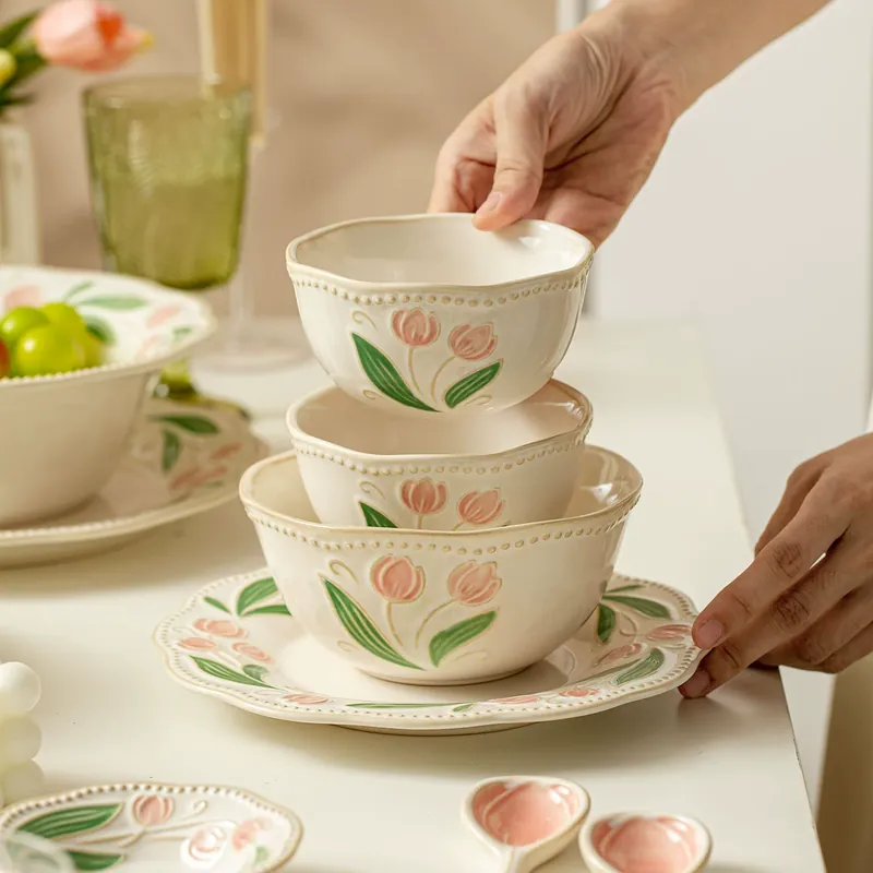 طقم طبق وزبدية سيراميك ياباني عتيق tableware view 2