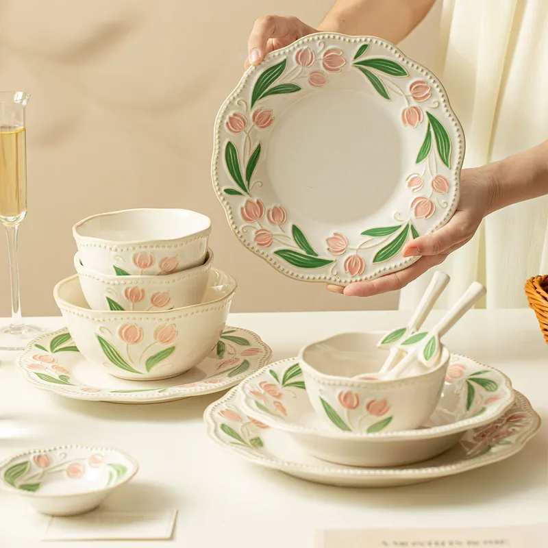 طقم طبق وزبدية سيراميك ياباني عتيق tableware view 3
