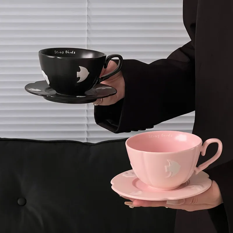 Finnish Vintage Ceramic Coffee Cup and Saucer Set