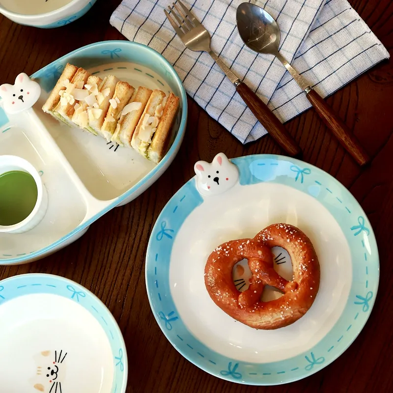 카툰 도자기 밥그릇 세트 tableware view 2