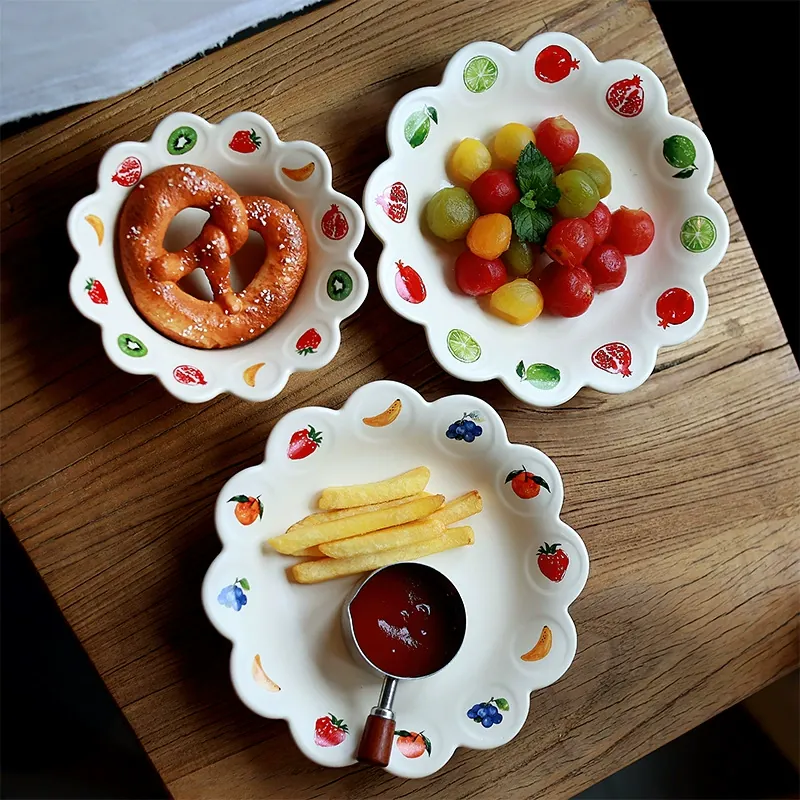 Fruit Pattern Ceramic Bowl and Plate Set