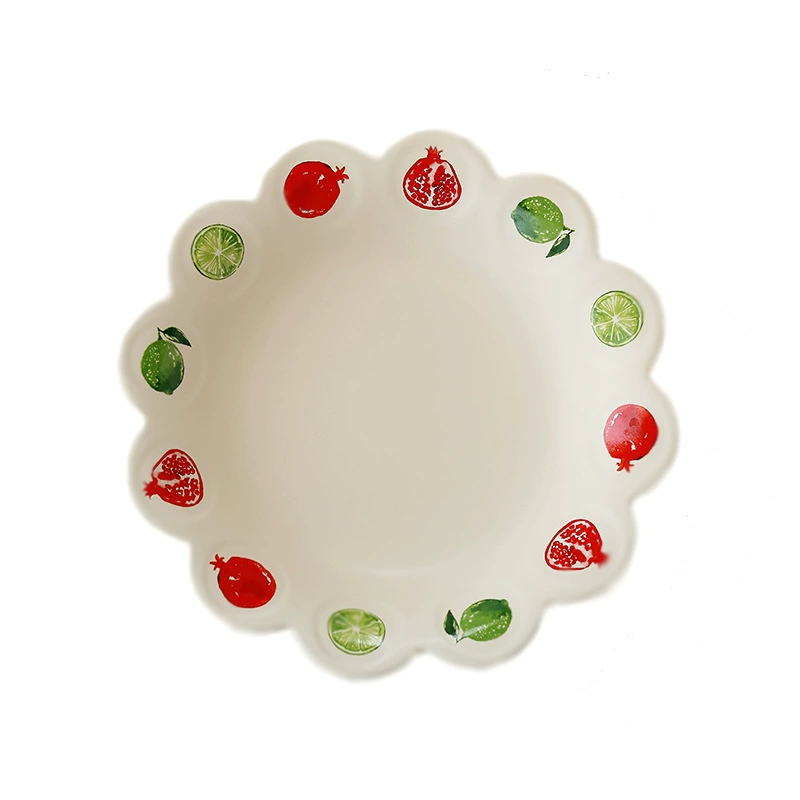 Набор керамической миски и тарелки с узором фруктов tableware view 5