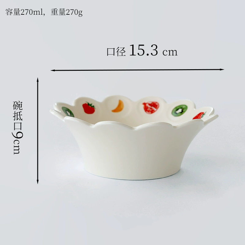 Набор керамической миски и тарелки с узором фруктов tableware view 6