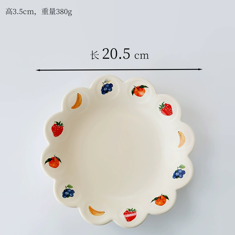 Набор керамической миски и тарелки с узором фруктов tableware view 7