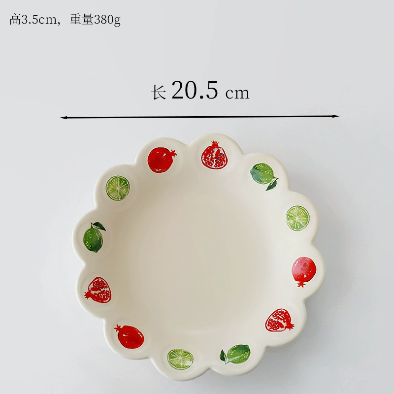 Набор керамической миски и тарелки с узором фруктов tableware view 8