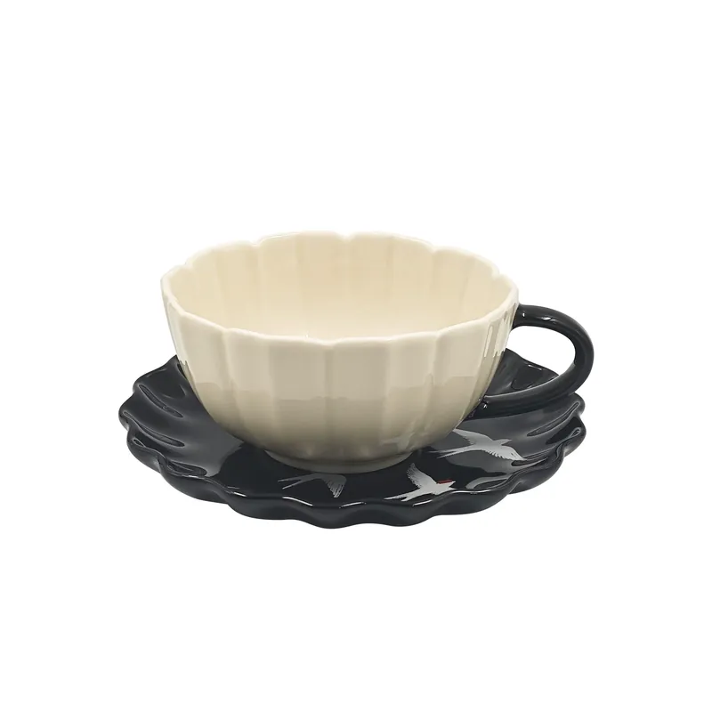 Набор керамической тарелки и чашки ласточка японская tableware view 5
