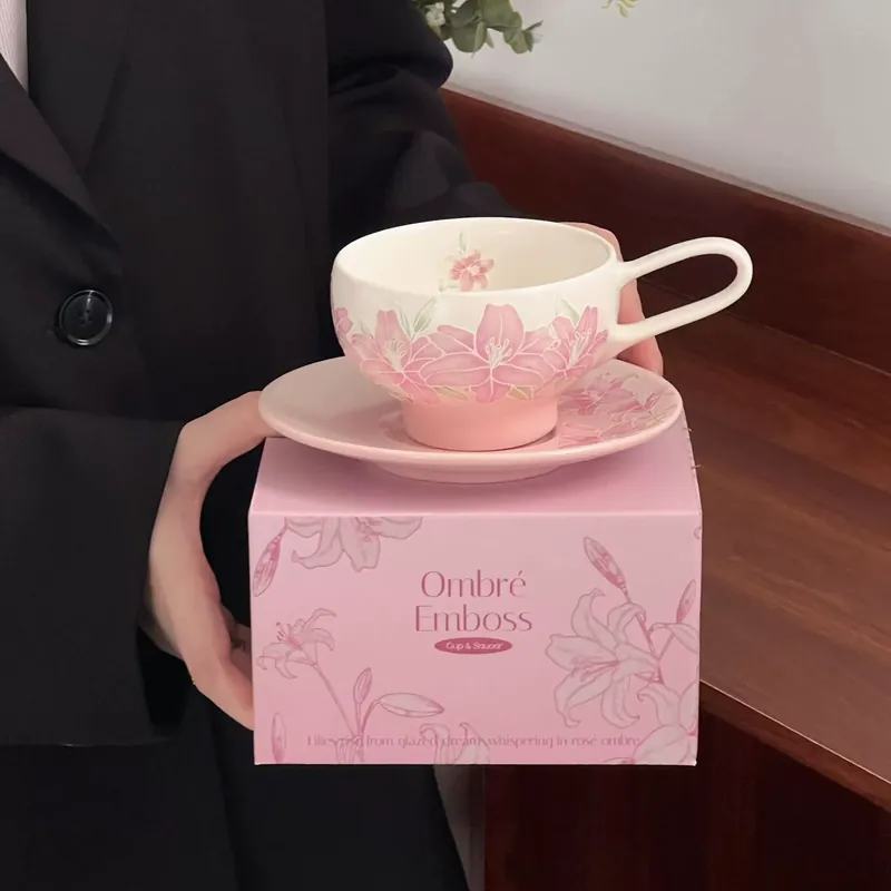 Lily Relief Ceramic Coffee Mug