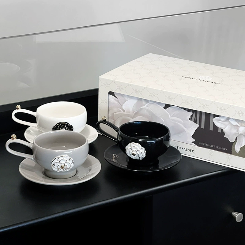 Camellia Ceramic Coffee Cup and Saucer Set tableware view 3