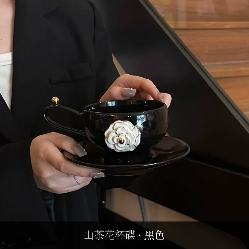 Camellia Ceramic Coffee Cup and Saucer Set tableware view 7