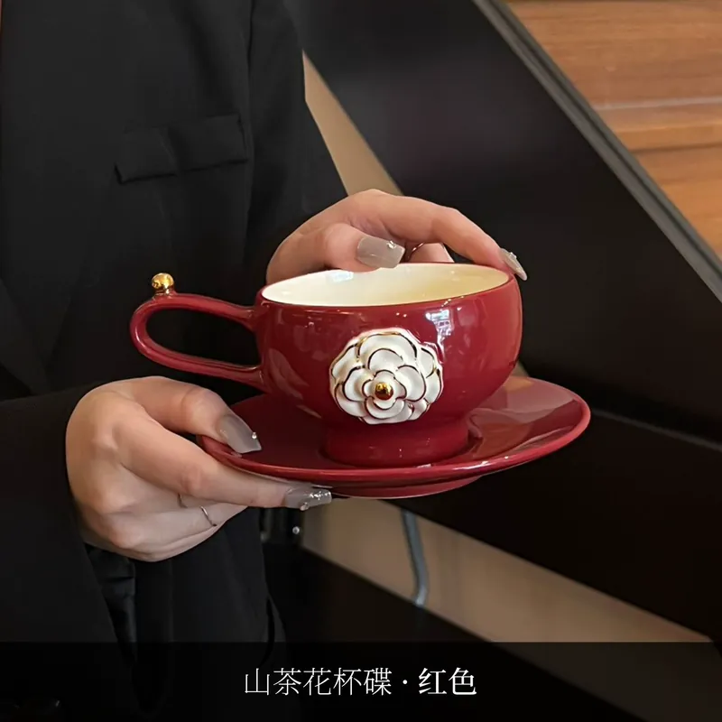 Camellia Ceramic Coffee Cup and Saucer Set tableware view 9