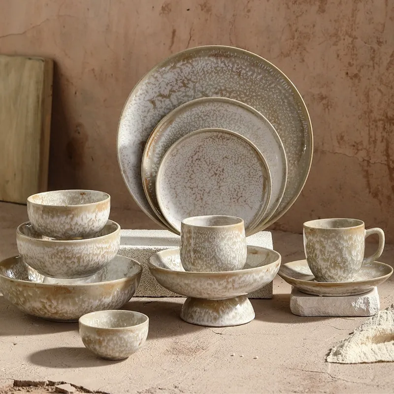 Plato redondo moteado tableware view 2