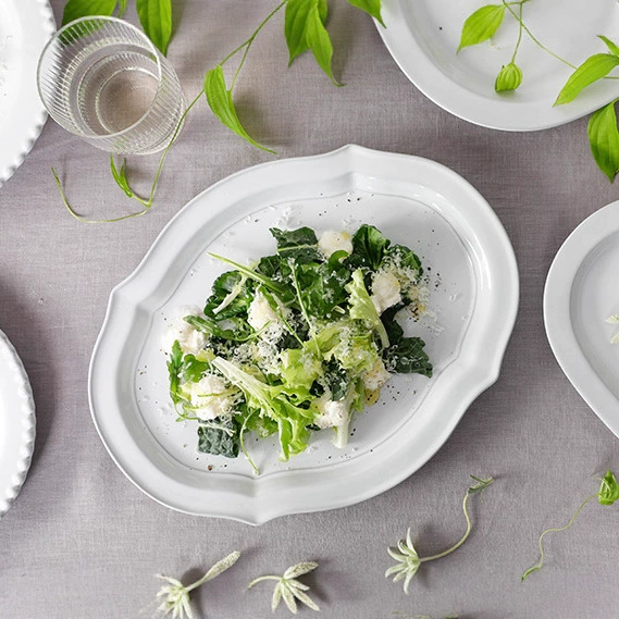 Assiette ovale relief français tableware view 3