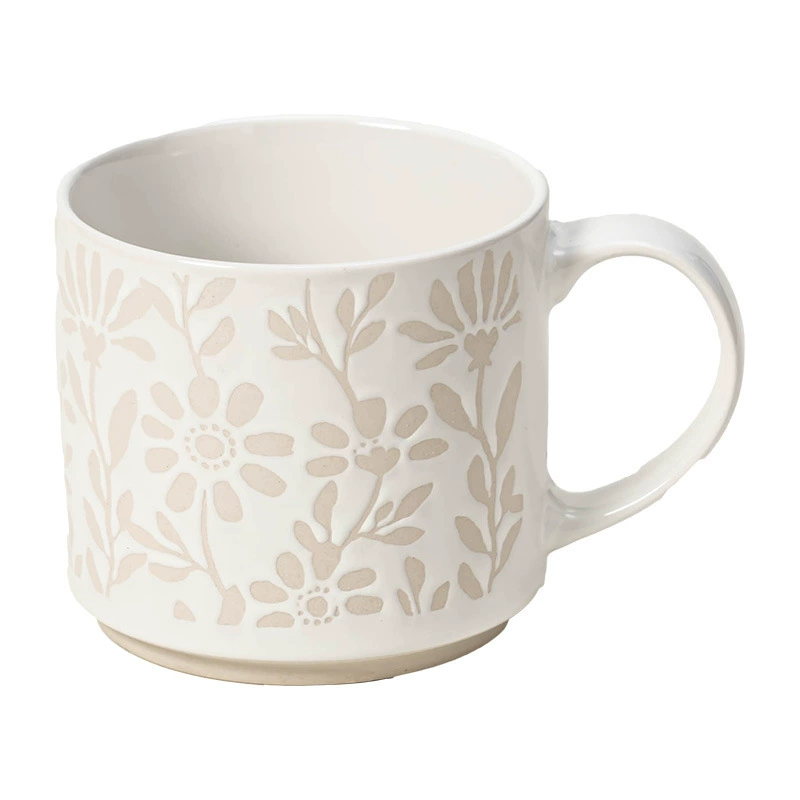 Floral Relief Ceramic Mug tableware view 5
