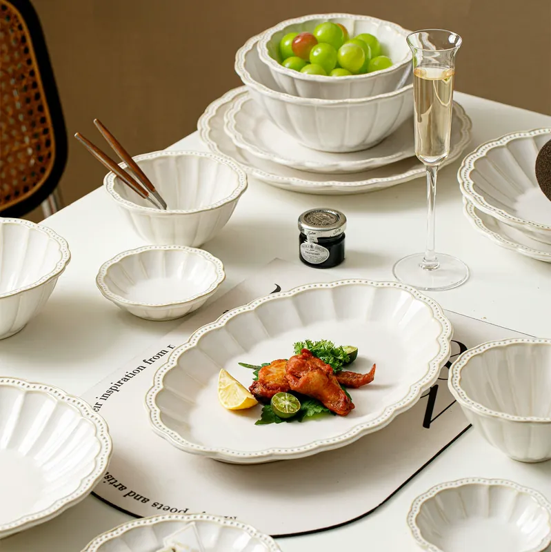 Flame Glaze Ceramic Dinnerware Set tableware view 2