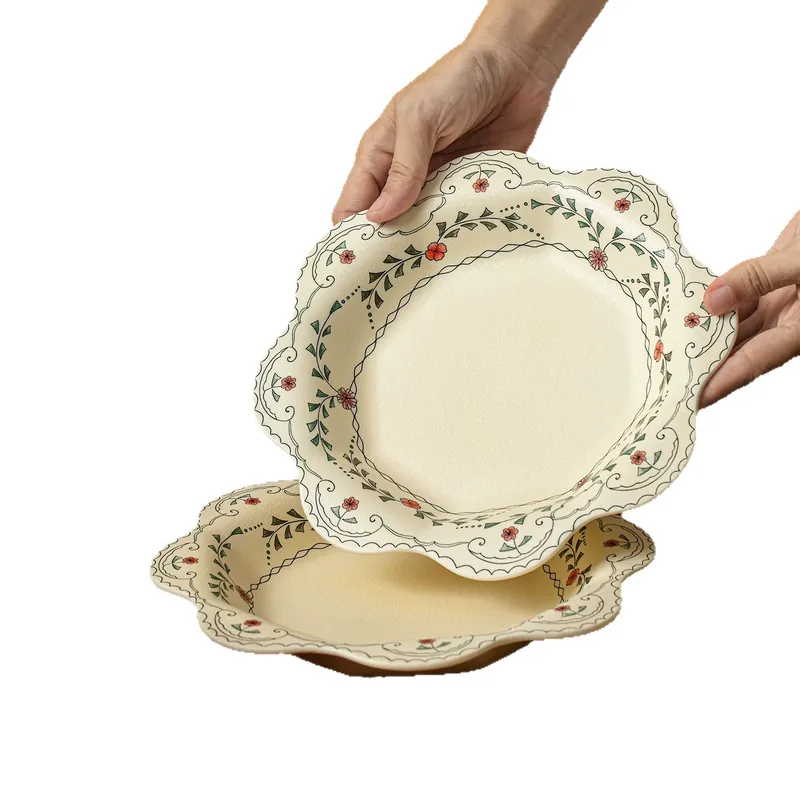Assiette à dessert en céramique mate tulipe tableware view 5