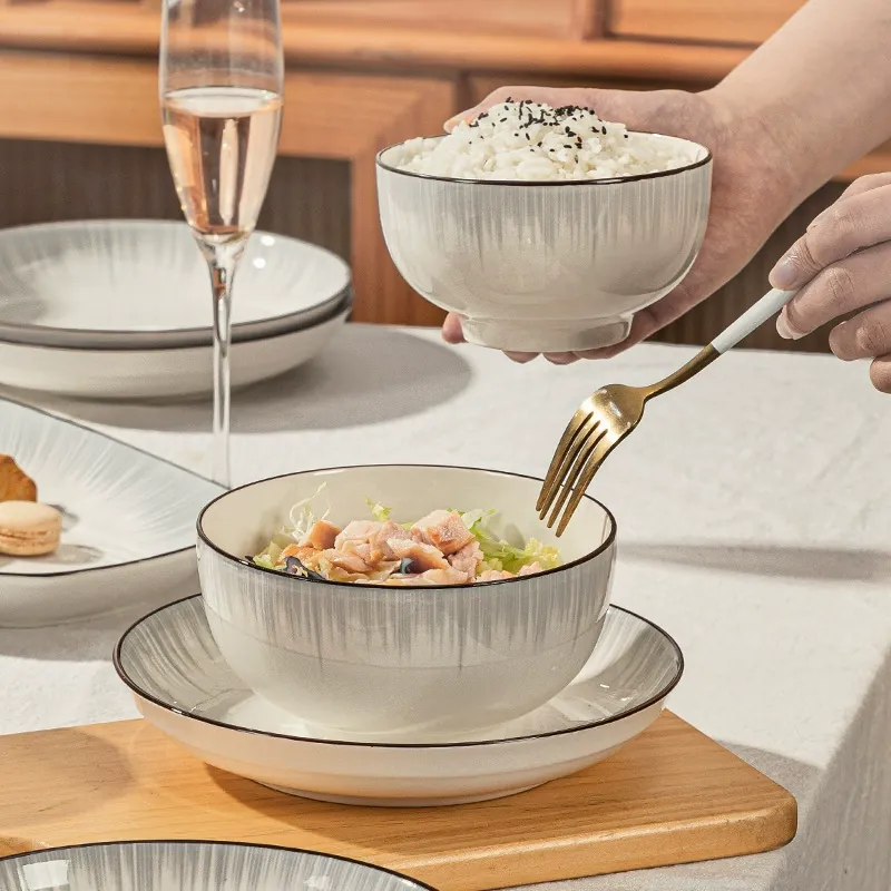 Gray Porcelain Dinnerware Set tableware view 4