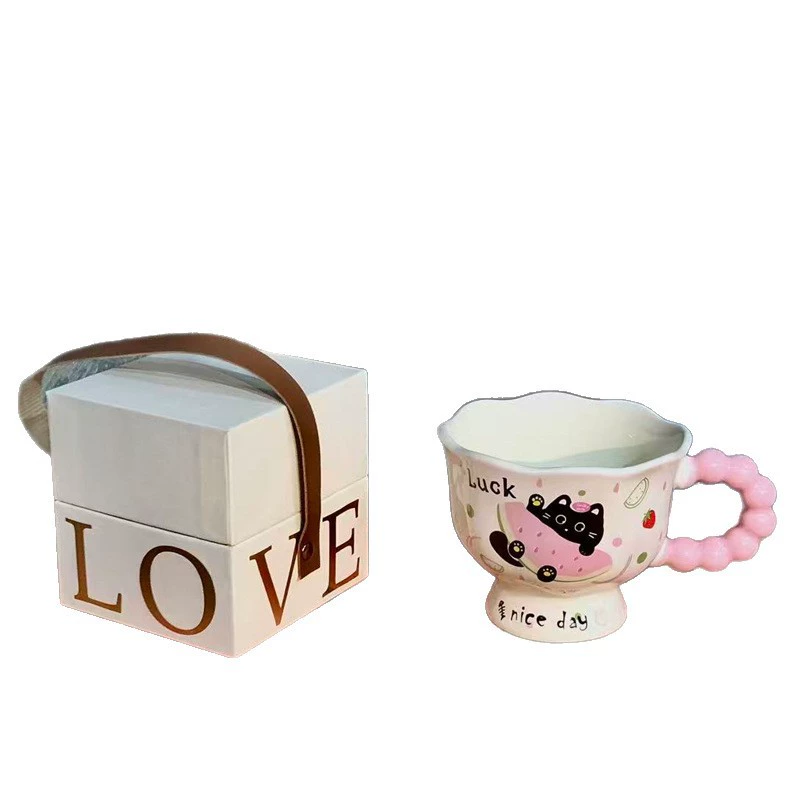 숟가락이 있는 검은 고양이 세라믹 머그 tableware view 5