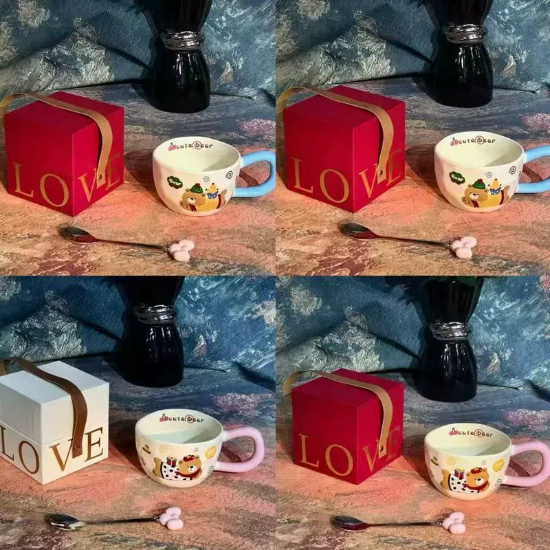 숟가락이 있는 검은 고양이 세라믹 머그 tableware view 9