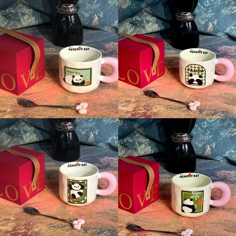 숟가락이 있는 검은 고양이 세라믹 머그 tableware view 10