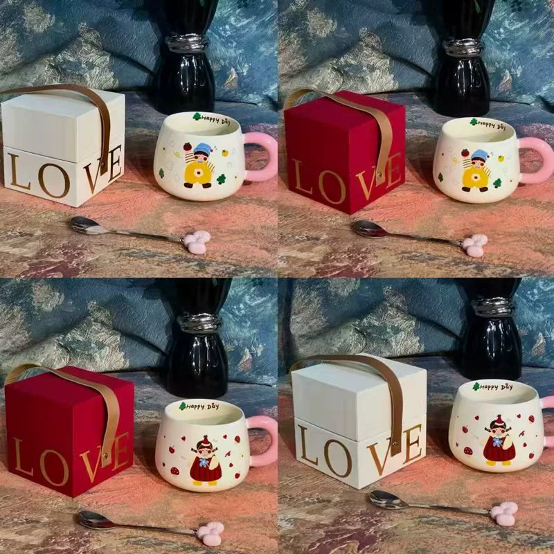 숟가락이 있는 검은 고양이 세라믹 머그 tableware view 11