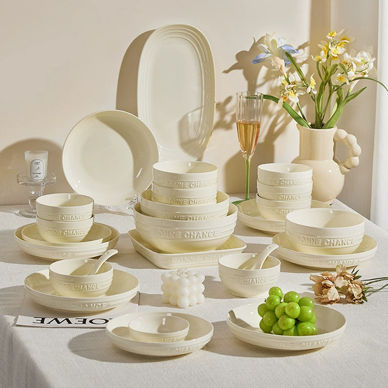 French Cream Porcelain Dinnerware Set