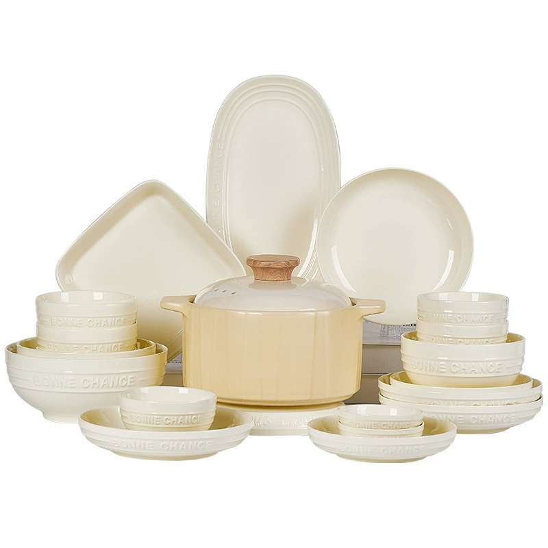 French Cream Porcelain Dinnerware Set tableware view 5