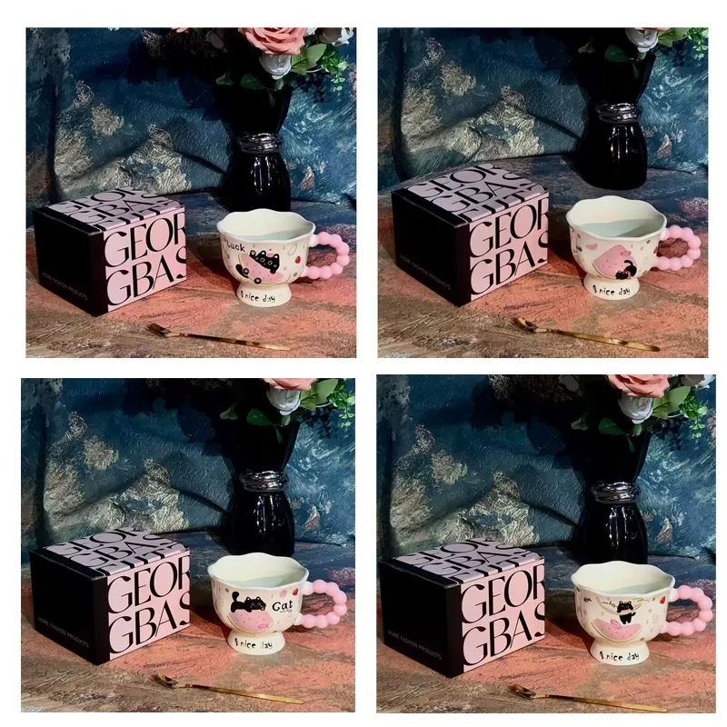 Mug en céramique chat avec cuillère tableware view 6