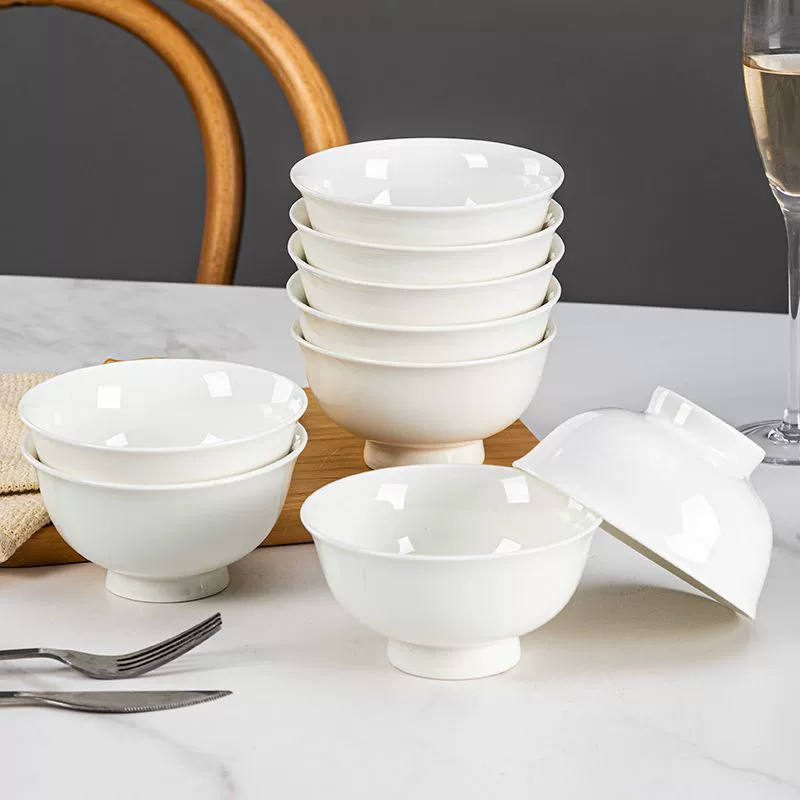 White Porcelain High Foot Bowl tableware view 3
