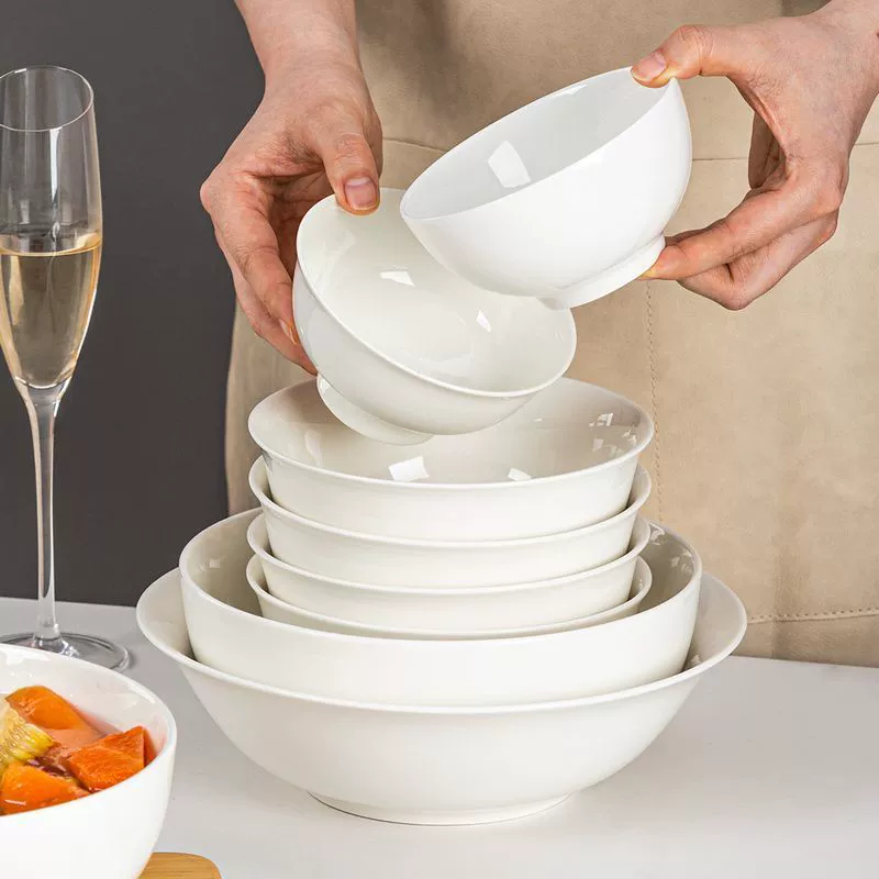 White Porcelain High Foot Bowl tableware view 4
