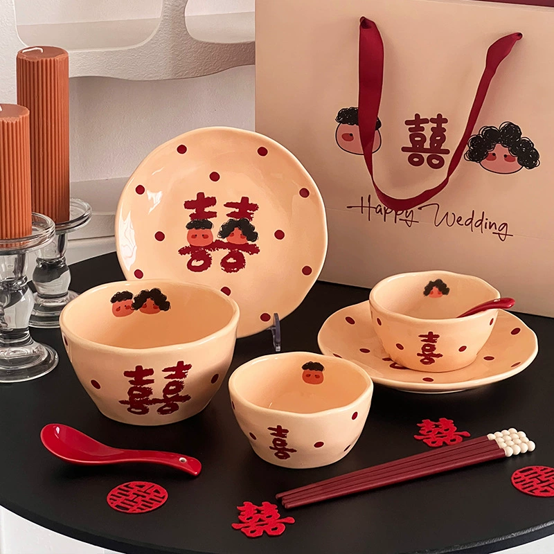 طقم أدوات مائدة سيراميك مزدوج السعادة tableware view 2