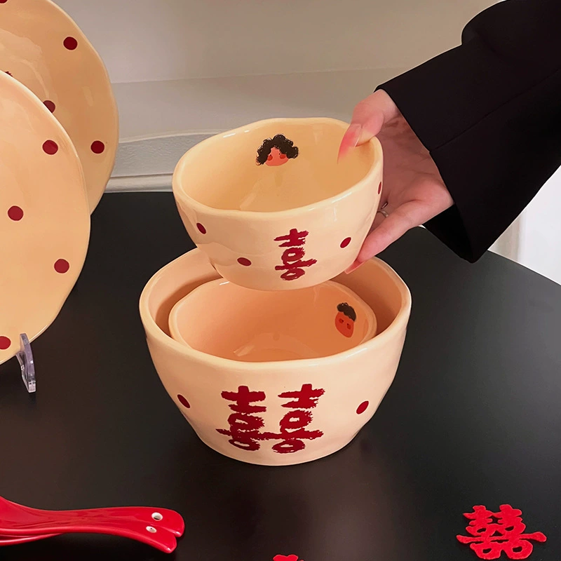 طقم أدوات مائدة سيراميك مزدوج السعادة tableware view 3