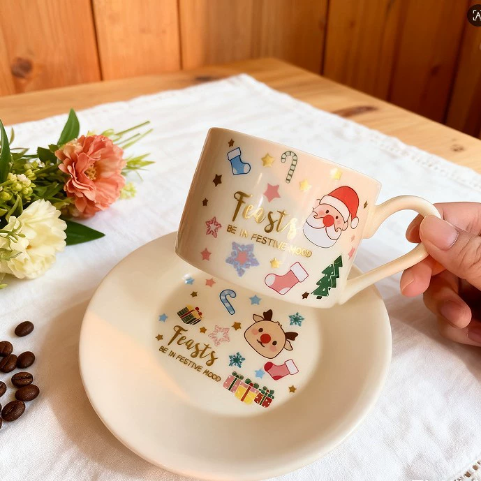 Christmas Coffee Cup and Saucer Set tableware view 4