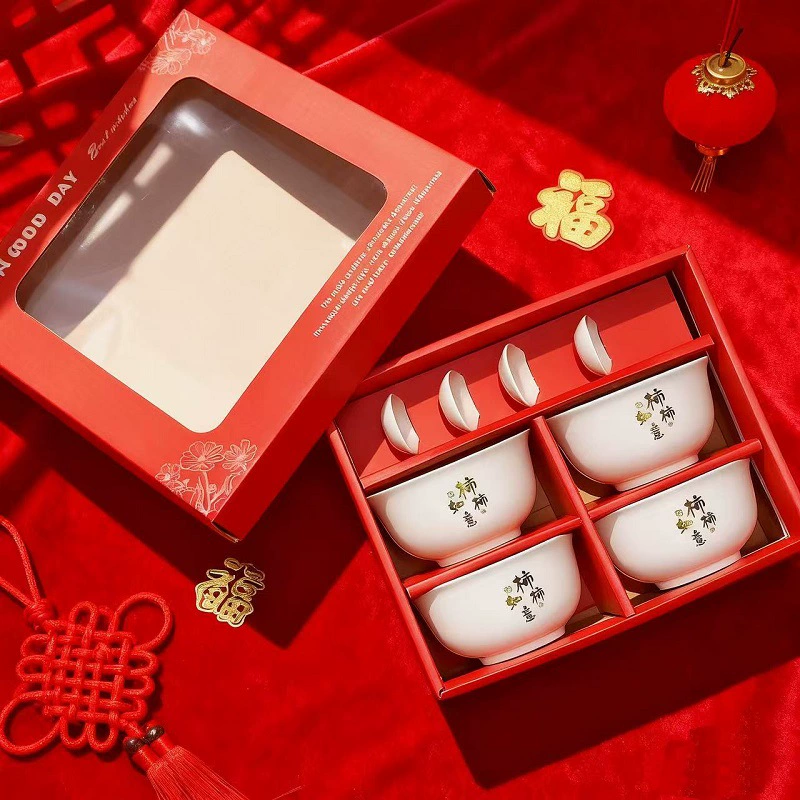 Red Ceramic Bowl and Chopstick Set tableware view 6