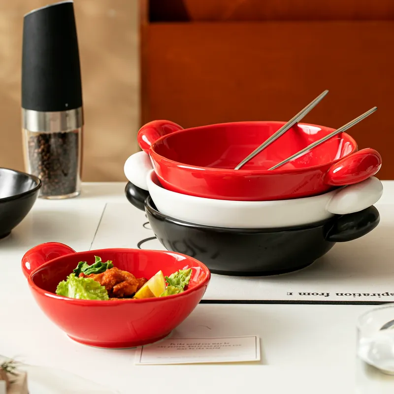 Double Handle Ceramic Baking Bowl
