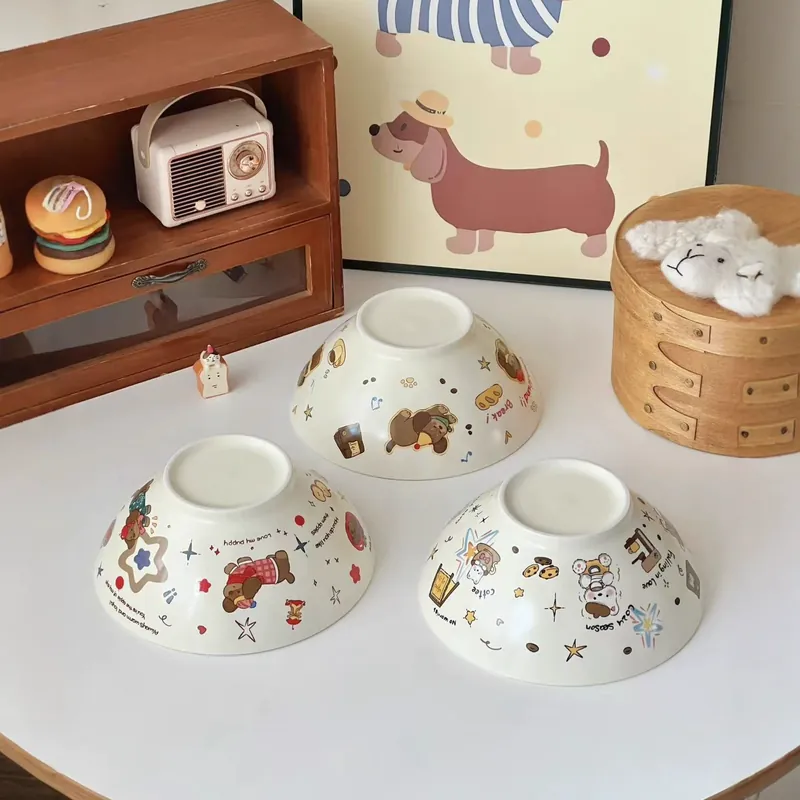 Cartoon Ceramic Noodle Bowl tableware view 2