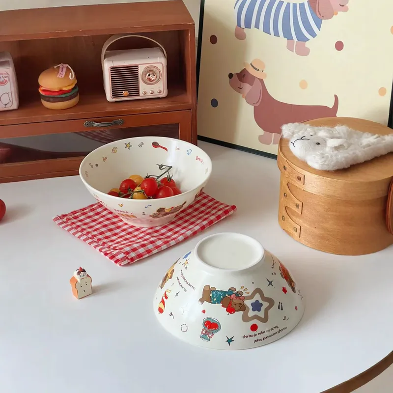 Cartoon Ceramic Noodle Bowl tableware view 3