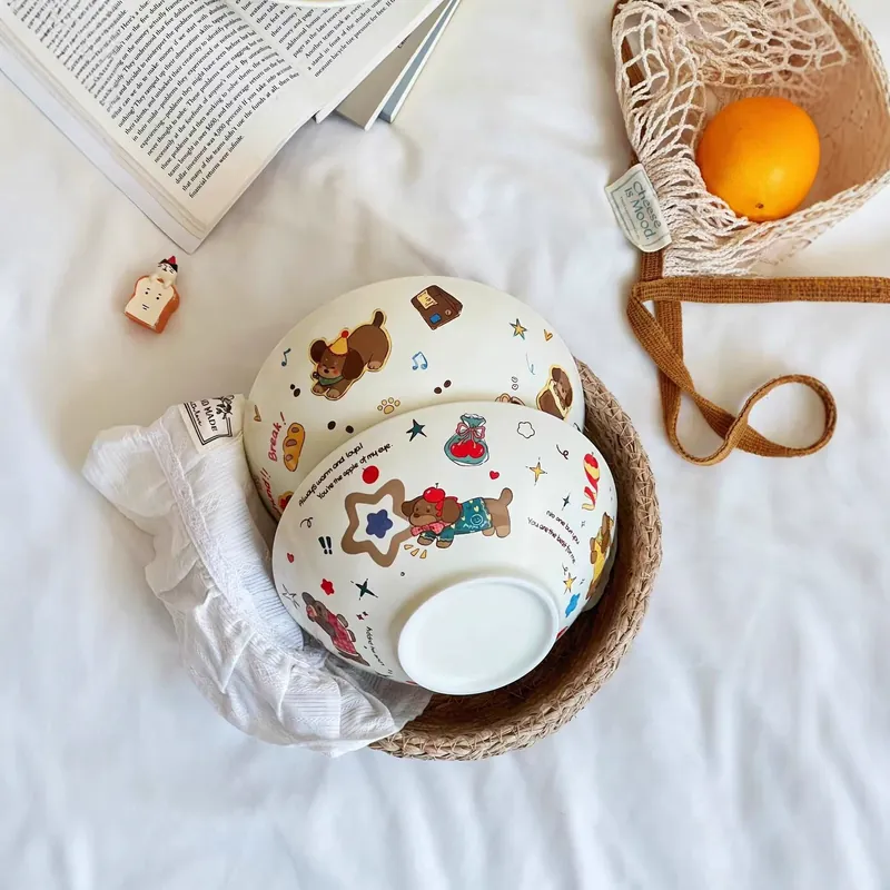 Cartoon Ceramic Noodle Bowl tableware view 4